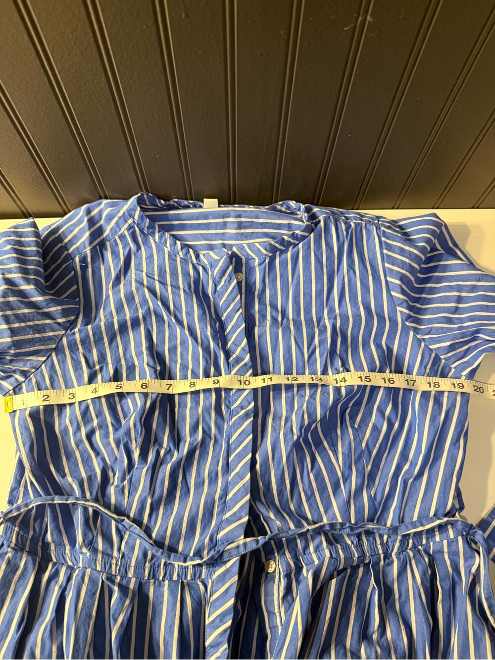 Blue & White Striped Midi Dress - Classic Shirt Dress - Picture 7 of 15